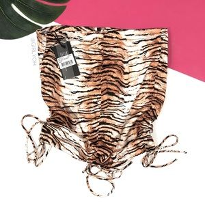NEW Lioness The Met Tiger Cheetah Print Ruched Mini Skirt